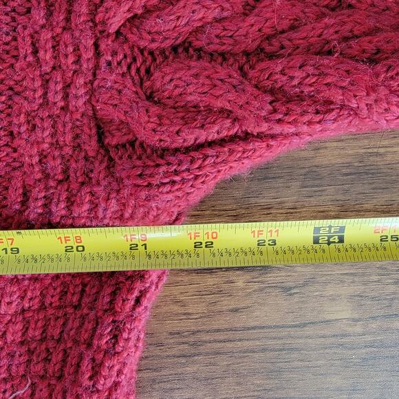 Claouknit Merino Wool Red Cardigan VTG Heavy Knit Made Ireland S Hand Finished - Picture 6 of 9